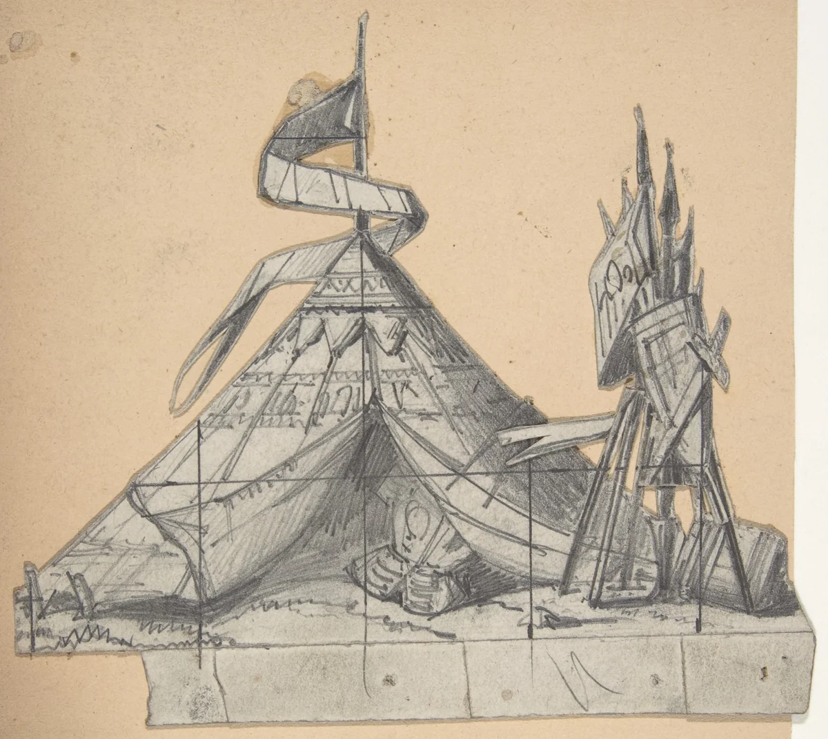 Design for a Stage Set at the Opéra, Paris: A Tent by Eugène Cicéri, drawing, 1830-1890