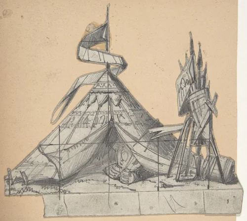 Design for a Stage Set at the Opéra, Paris: A Tent by Eugène Cicéri, drawing, 1830-1890