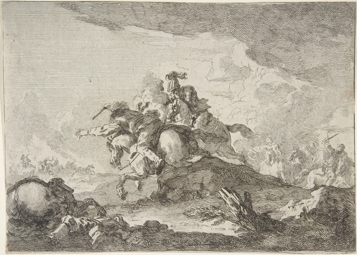 Cavalry Charge by Francesco Casanova, print, 1747-1800