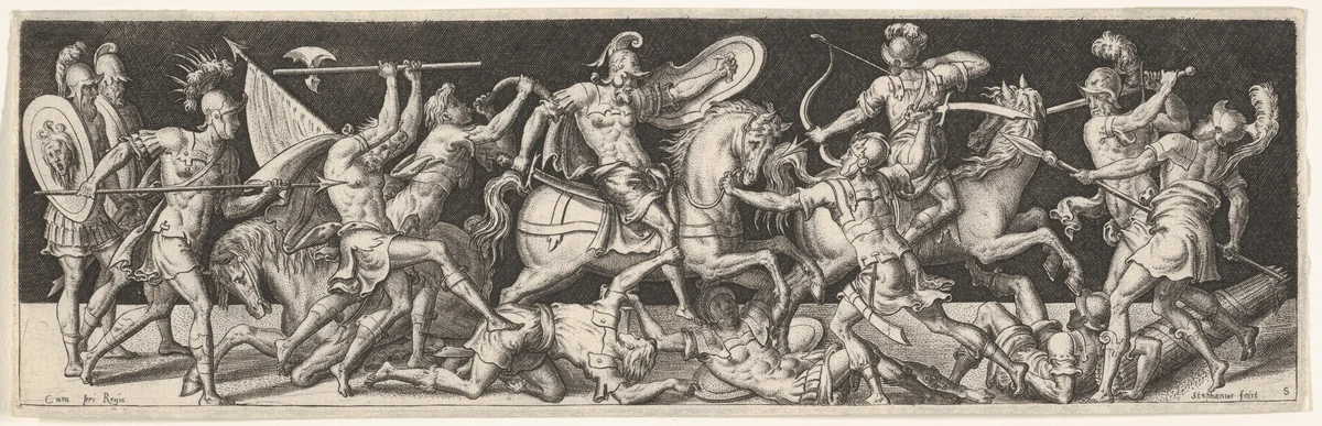Plate from "Combats et Triomphes" by Etienne Delaune, print, 1540-1583