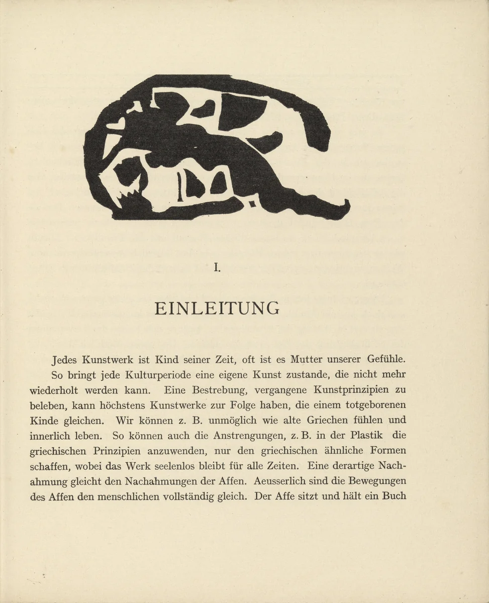 Vignette next to 'Introduction" (Vignette bei "Einleitung") (headpiece, page 3) from Über das Geistige in der Kunst (Concerning the Spiritual in Art) by Wassily Kandinsky, illustrated book, 1911