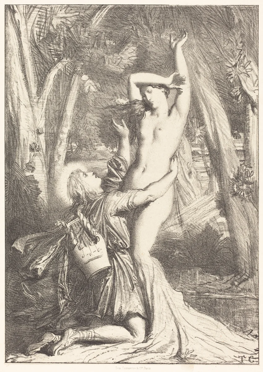 Apollon et Daphne by Théodore Chassériau, print, 1844