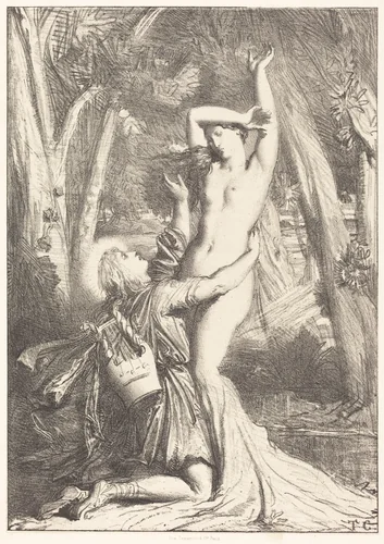 Apollon et Daphne by Théodore Chassériau, print, 1844