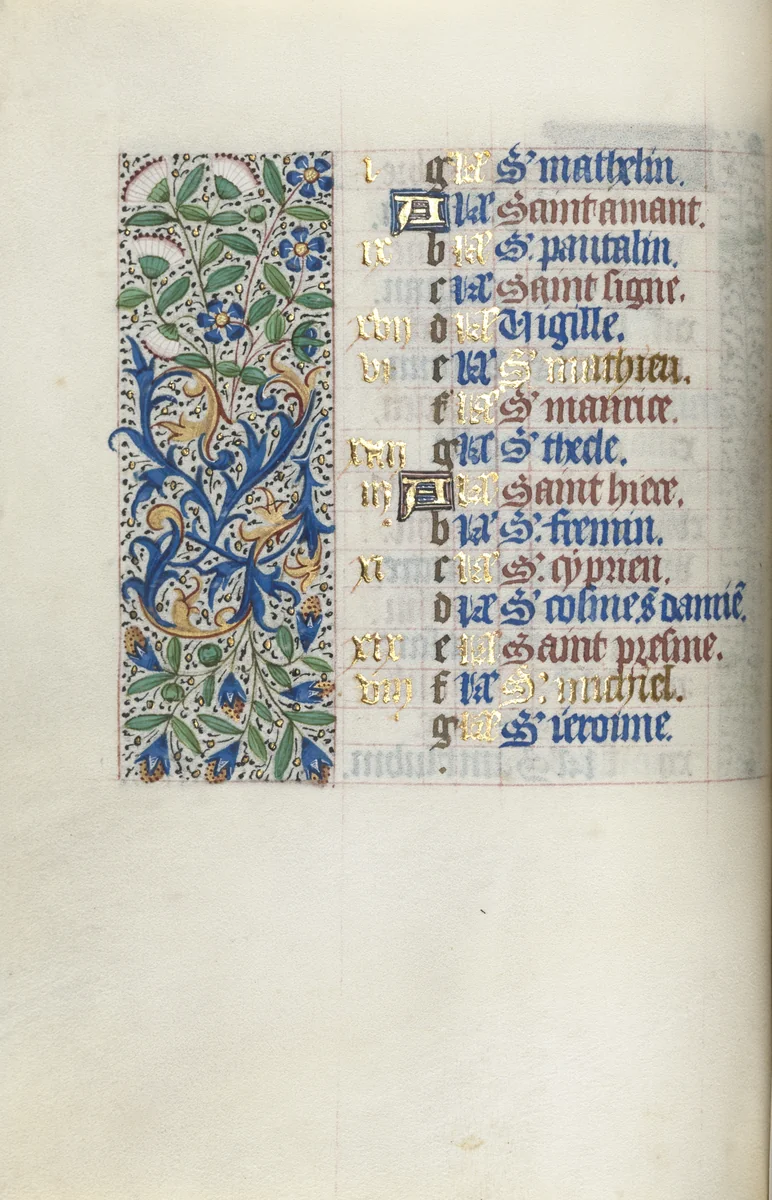 Book of Hours (Use of Rouen): fol. 9v by Master of the Geneva Latini, book, 1465-1475