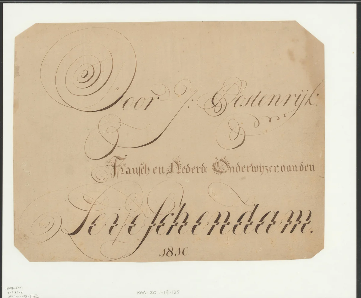 Kalligrafie op een onderwijzer uit Leidschendam by anonymous, other, 1810