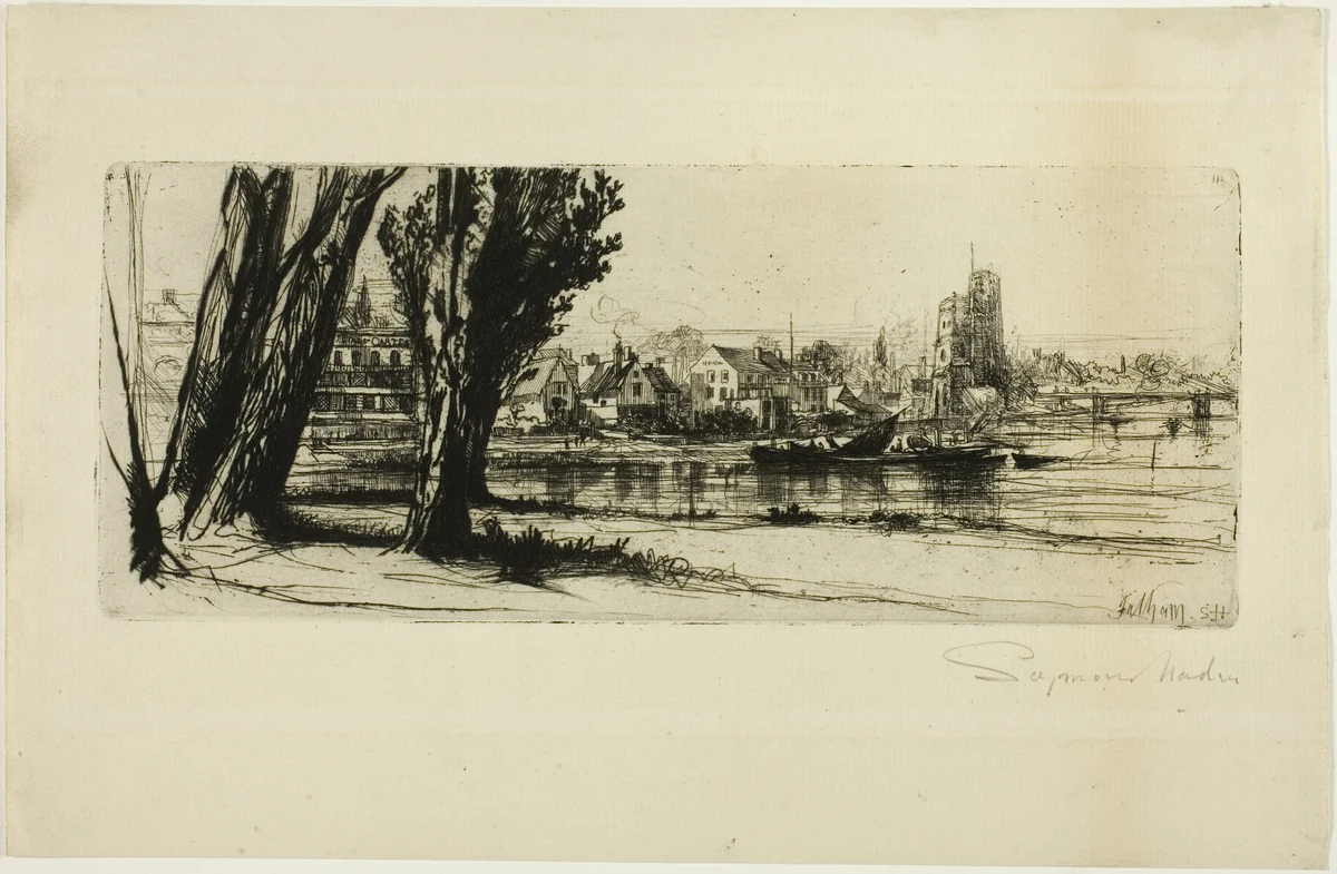 Fulham by Francis Seymour-Haden, print, 1854-1864