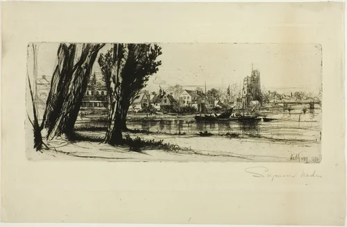 Fulham by Francis Seymour-Haden, print, 1854-1864