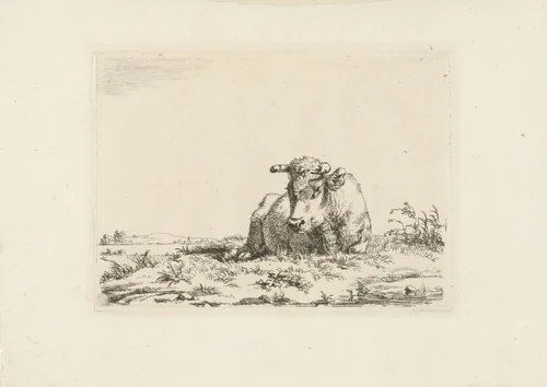 Liggende koe by Pieter Gerardus van Os, print, 1798