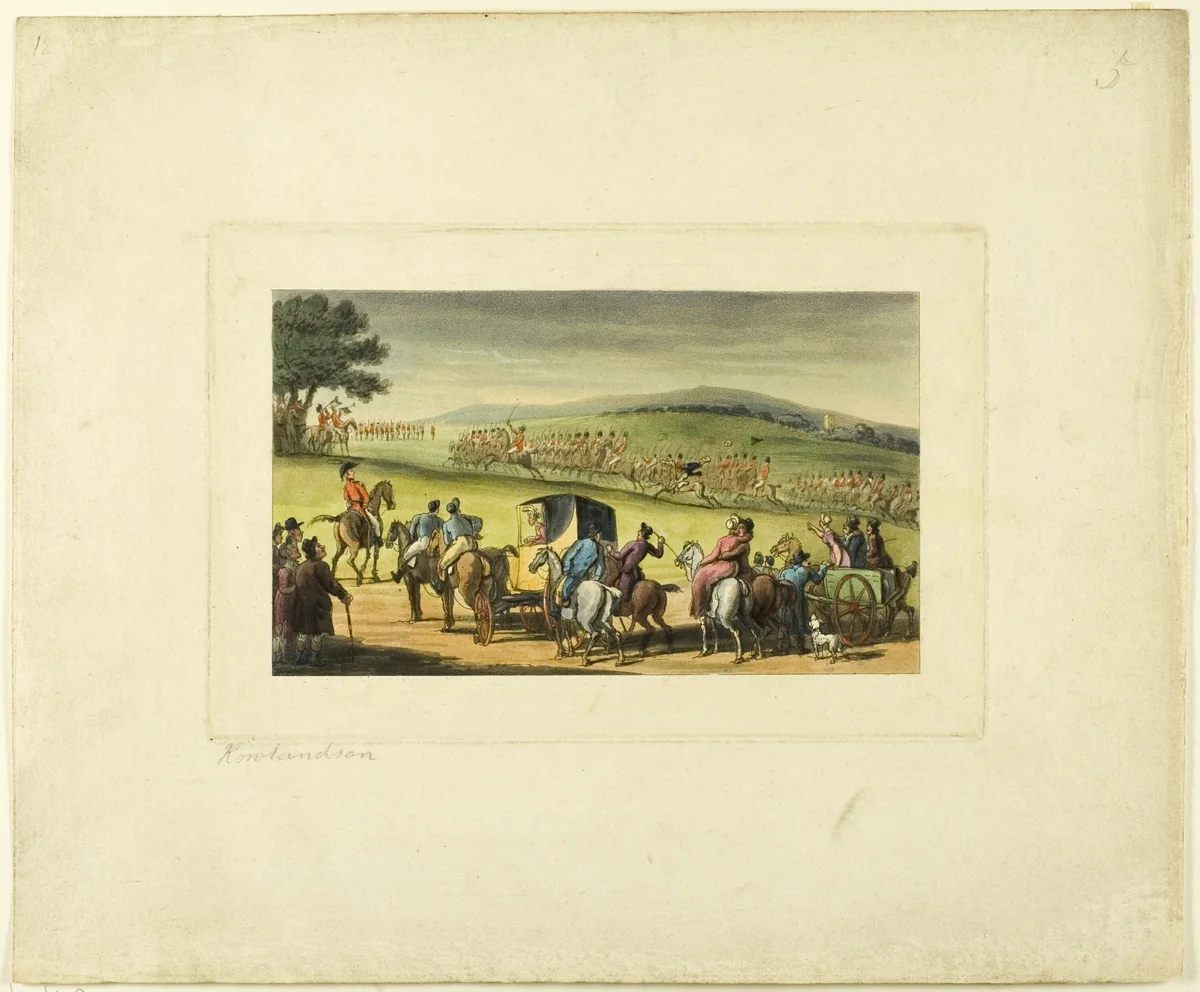Doctor Syntax at a Review, from The Tour of Doctor Syntax by Thomas Rowlandson, print, 1808-1813