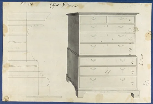 Chest of Drawers, from Chippendale Drawings, Vol. II by Thomas Chippendale, drawing, 1753