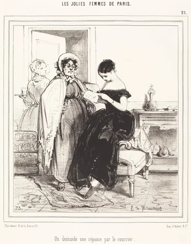 On demande une réponse par le courrier by Edouard de Beaumont, print, 1821-1888