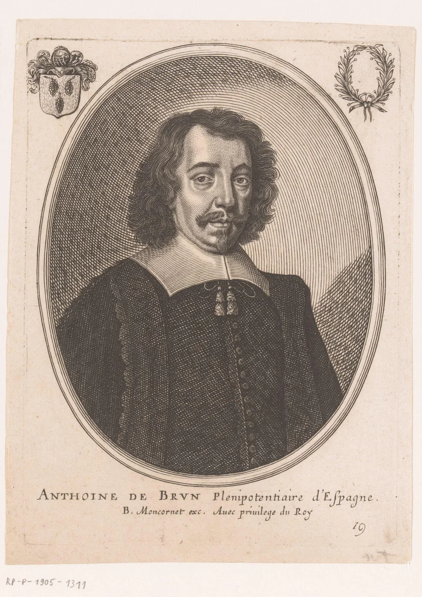 Portret van Antoine Brun by anonymous, print, 1639-1668