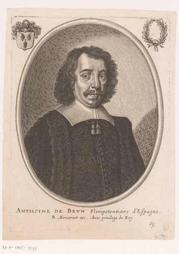 Portret van Antoine Brun by anonymous, print, 1639-1668