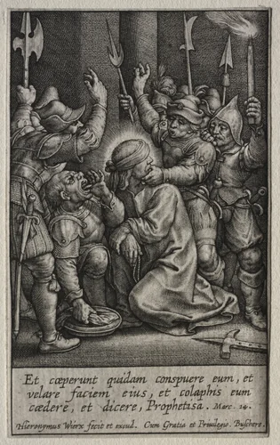 The Passion: The Mocking of Christ by Hieronymus Wierix, print, 1614-1624