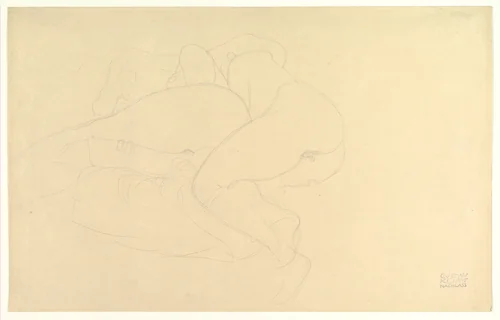 Two Women Reclining by Gustav Klimt, drawing, 1900-1910