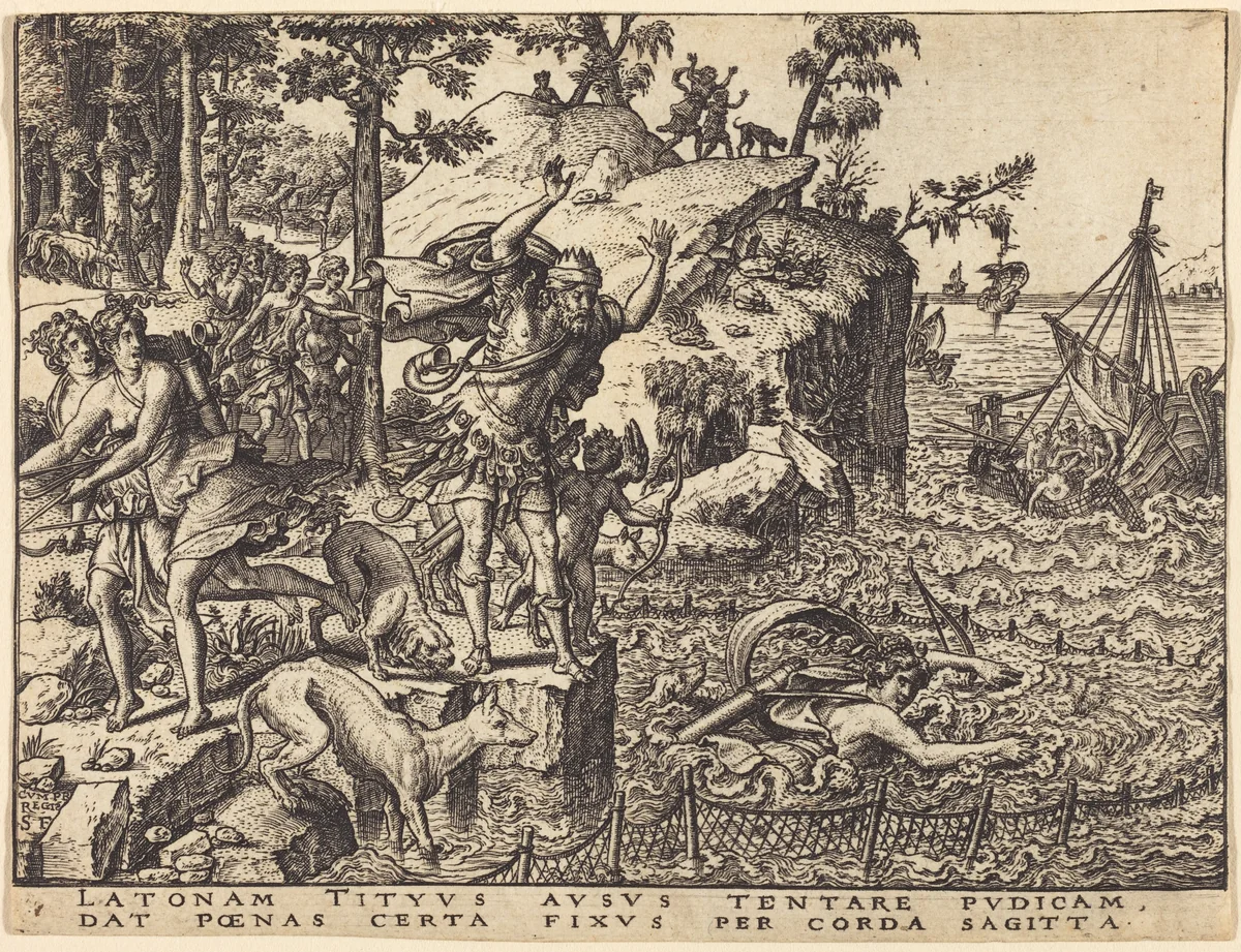 Britomartis Jumps into the Sea by Etienne Delaune, print, 1519-1583