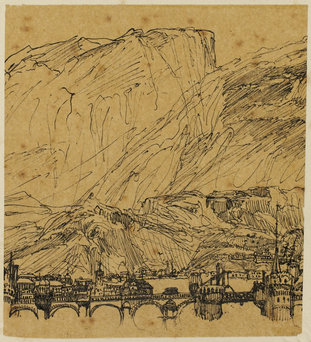 The Great Bridges by Rodolphe Bresdin, drawing, 1845-1885