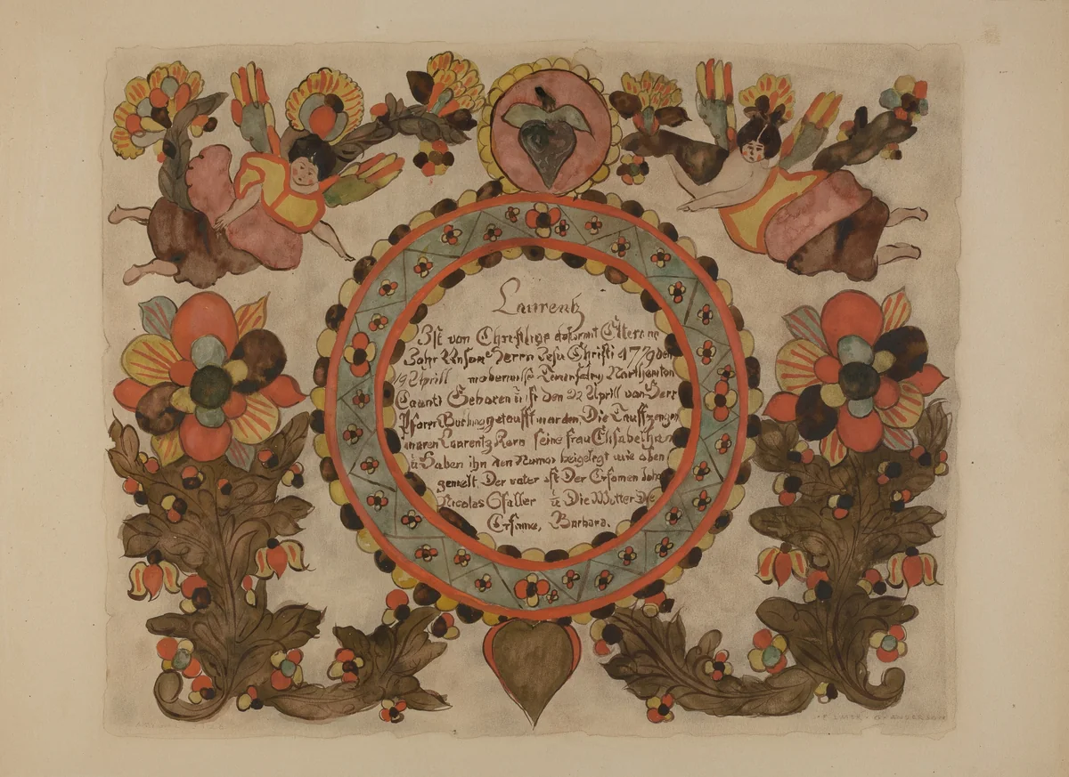 Pa. German Birth Certificate by Elmer G. Anderson, index of american design, 1937