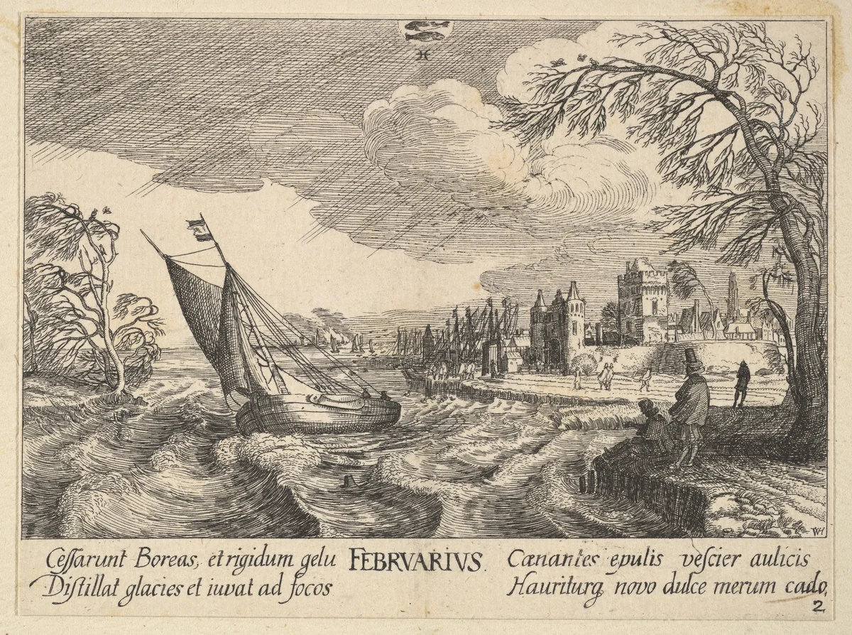 February (Februarius) by Wenceslaus Hollar, print, 1628-1629