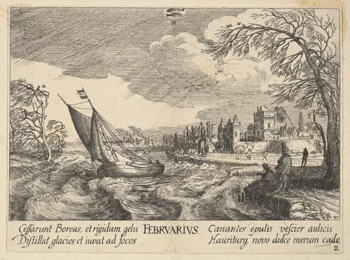 February (Februarius) by Wenceslaus Hollar, print, 1628-1629