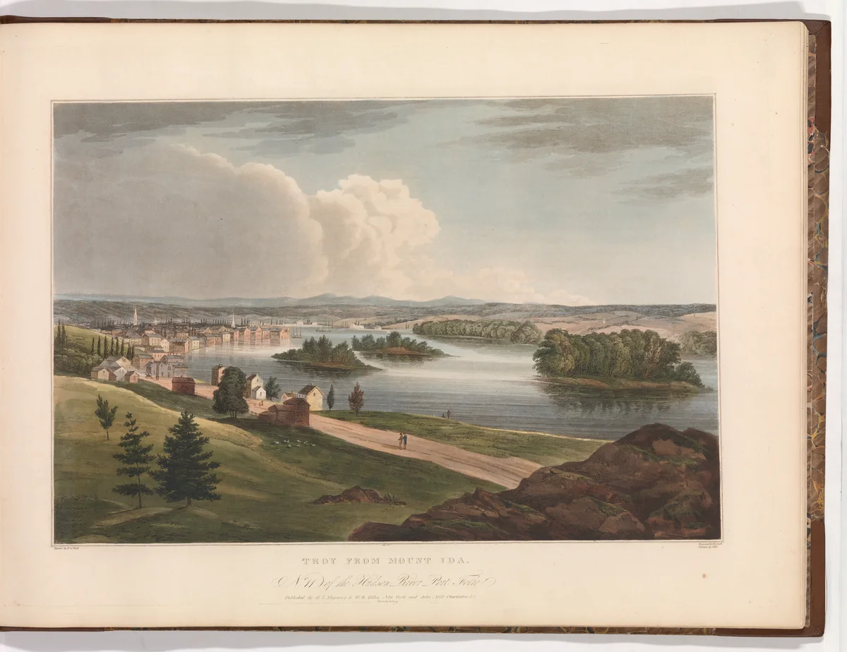 Troy from Mount Ida (No. 11 of The Hudson River Portfolio) by John Rubens Smith, print, 1821-1822