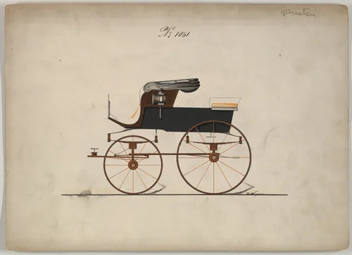 Design for Stanhope Phaeton, no. 1061 by Brewster & Co., drawing, 1850-1874