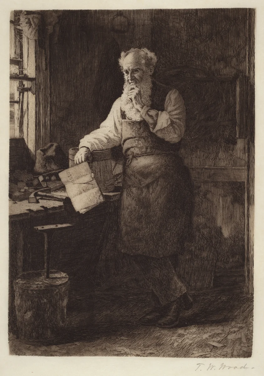Thinking It Over by Thomas Waterman Wood, print, 1884