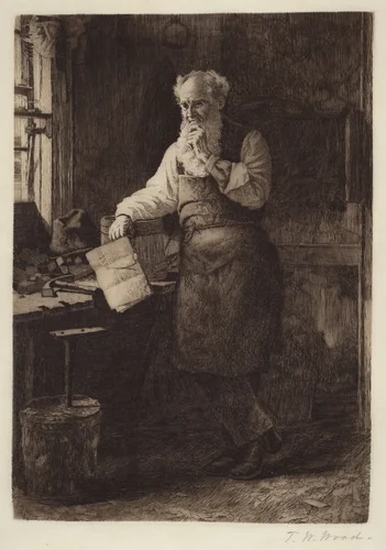 Thinking It Over by Thomas Waterman Wood, print, 1884