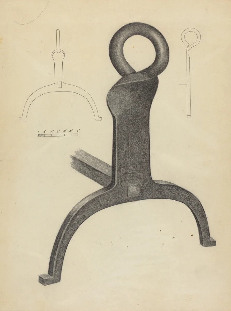 Andiron (One of Pair) by Mildred Ford, index of american design, 1953
