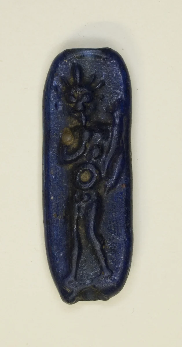 Amulet of the God Harpocrates or Horus-Helios with Cornucopia by Egyptian, metalwork, -30-395