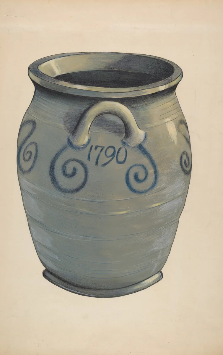 Stoneware Crock by Fred Weiss, index of american design, 1936
