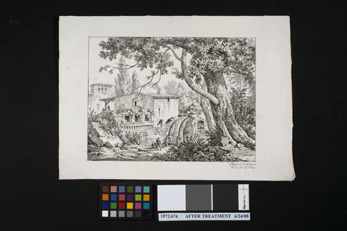 Landscape with a Water Mill by Achille Etna Michallon, print, 1817