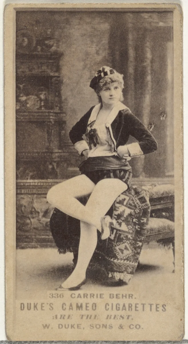 Card Number 336, Carrie Behr, from the Actors and Actresses series (N145-5) issued by Duke Sons & Co. to promote Cameo Cigarettes by W. Duke, Sons & Co., photograph, 1880-1889