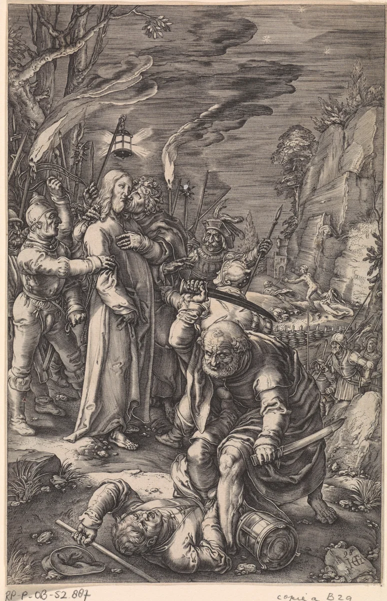 Gevangenneming van Christus by anonymous, print, 1597-1667