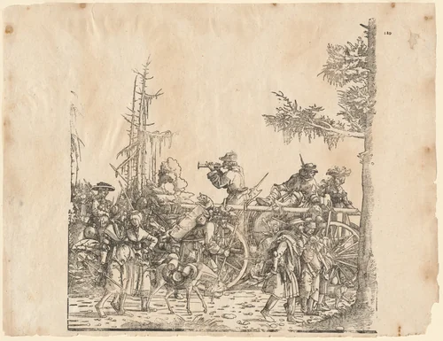 Peasants with a Cart by Hans Burgkmair, print, 1516-1518