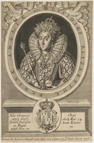 Queen Elizabeth by Robert White, print, 1681