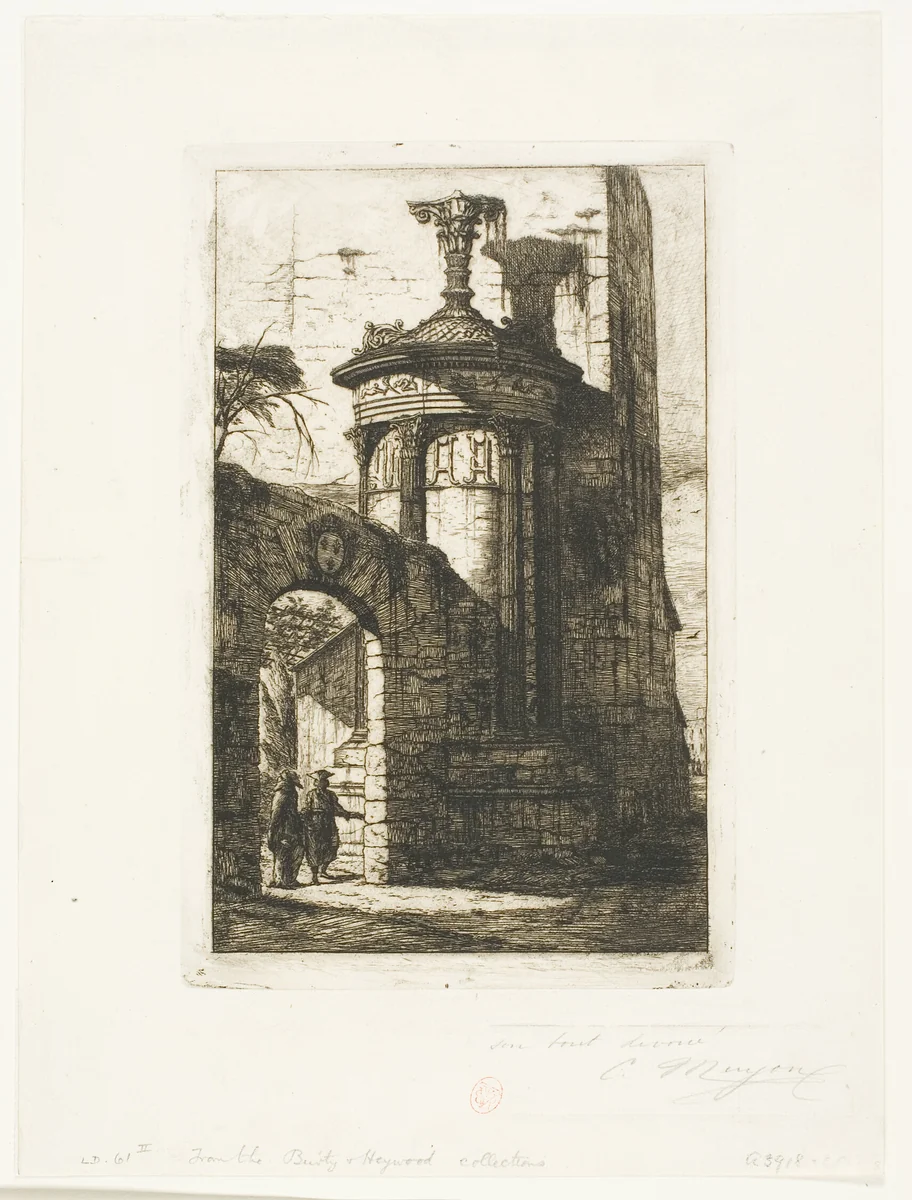 Entrance to the French Capuchin Monastery in Athens by Charles Meryon, print, 1854