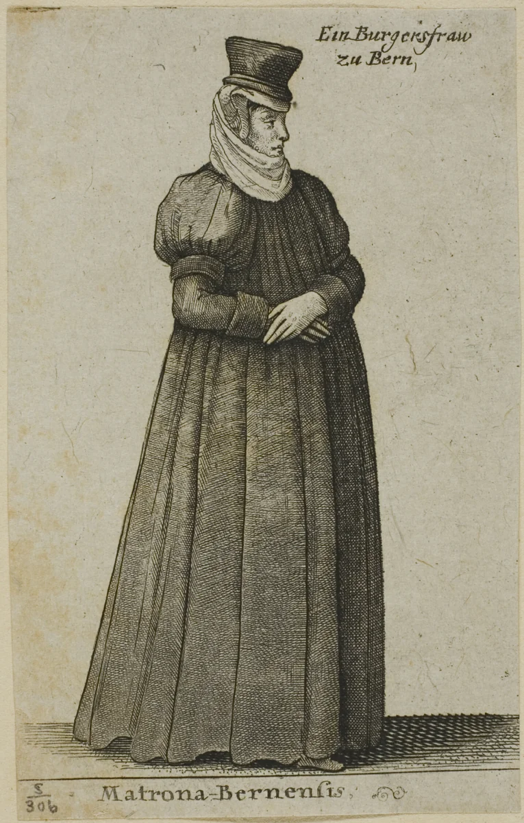 Burgher's Wife of Bern by Wenceslaus Hollar, print, 1644-1650