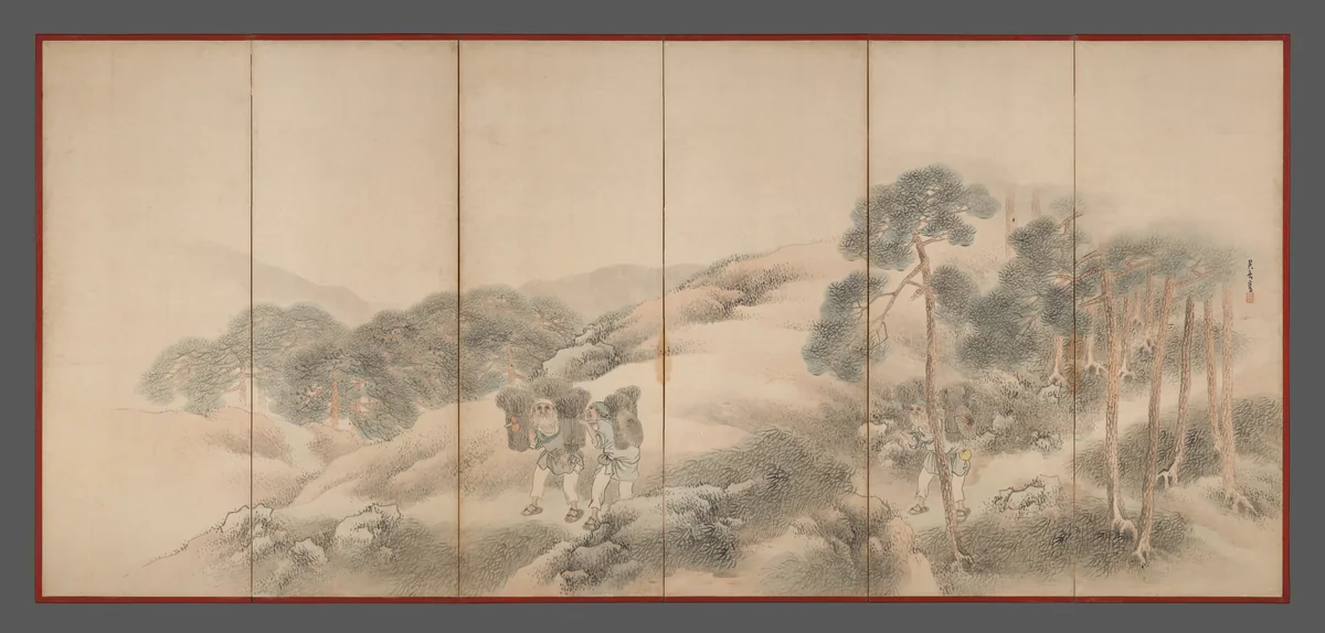 Woodcutters and Fishermen by Matsumura Goshun, painting, 1600-1800
