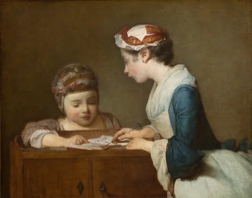 The Little Schoolmistress by Jean Siméon Chardin, painting, 1740