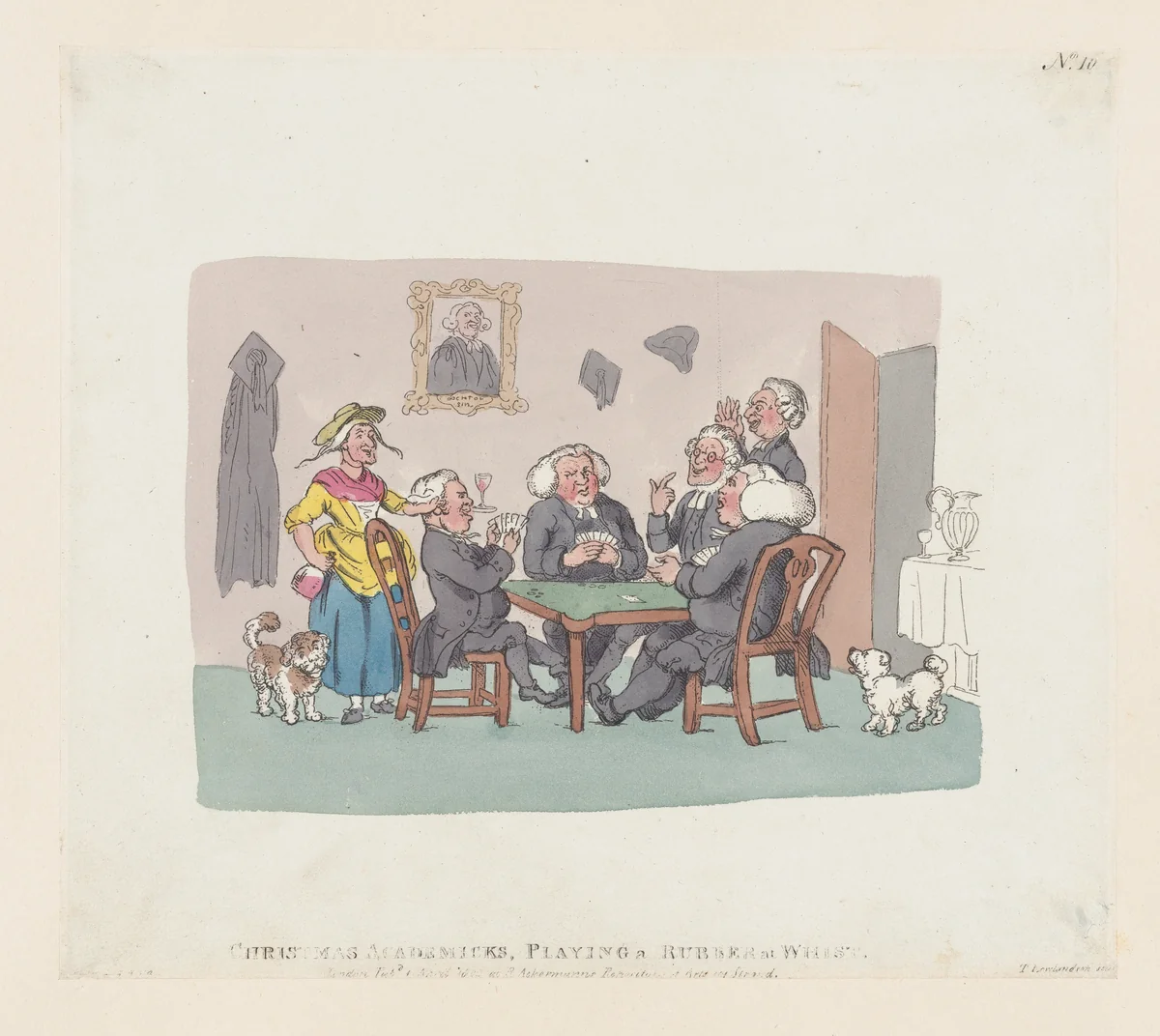 Christmas Academics Playing a Rubber at Whist by Thomas Rowlandson, print, 1803