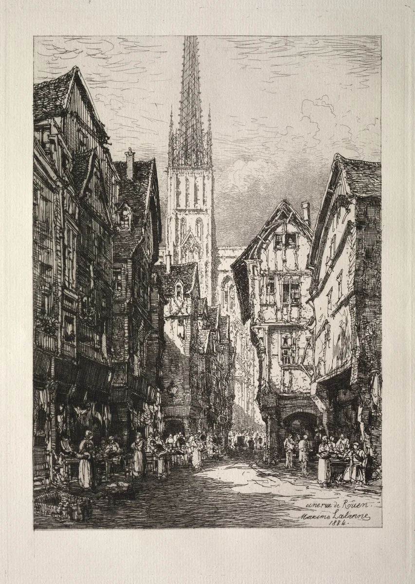 A Street in Rouen by Maxime Lalanne, print, 1884