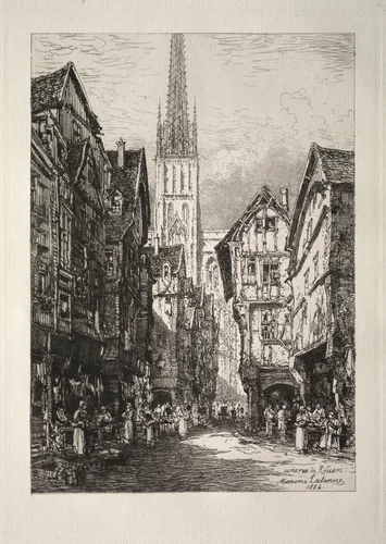 A Street in Rouen by Maxime Lalanne, print, 1884