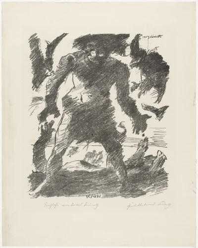 Cain (Kain) for the periodical in portfolio form Krieg und Kunst, no. 6 by Lovis Corinth, print, 1915