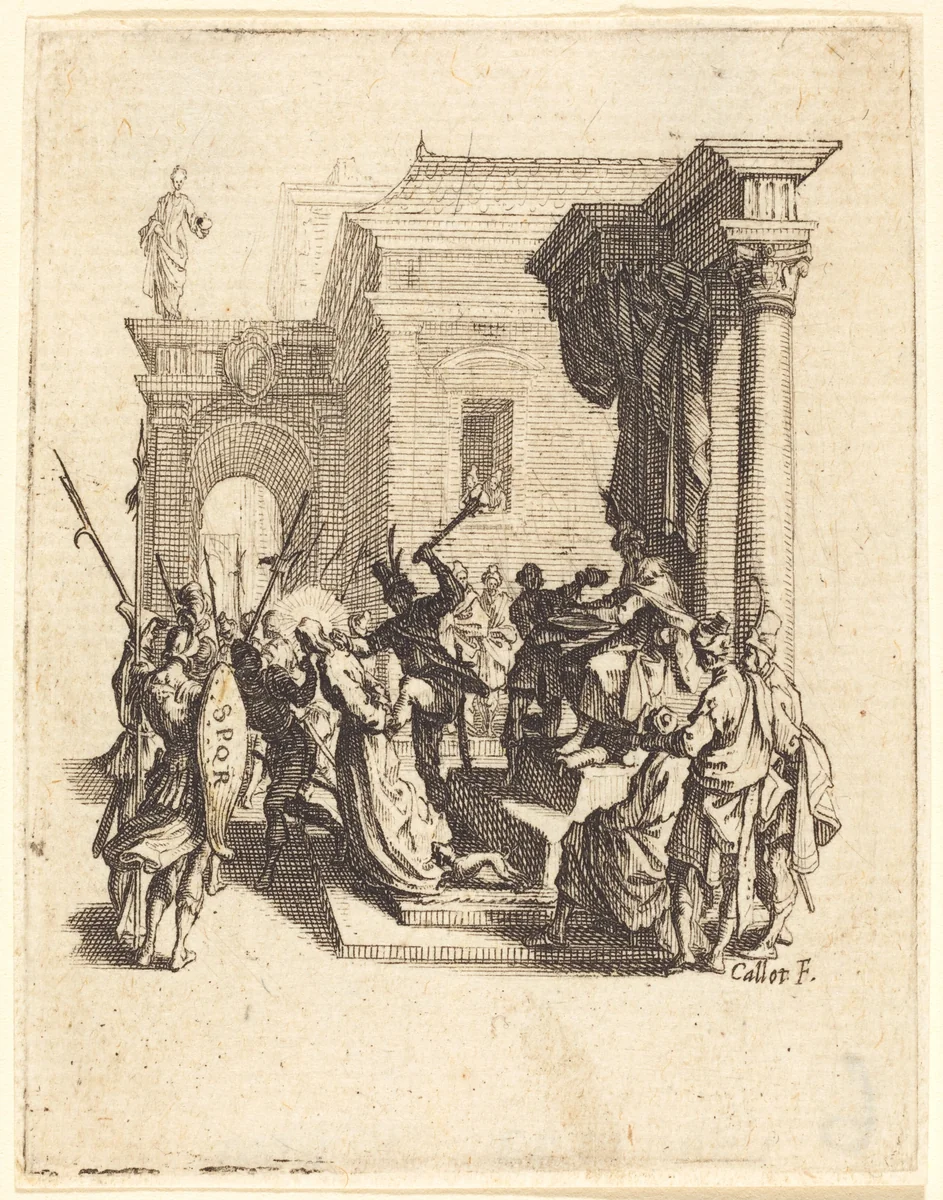 Christ Condemned to Death by Pilate by Jacques Callot, print, 1624-1625