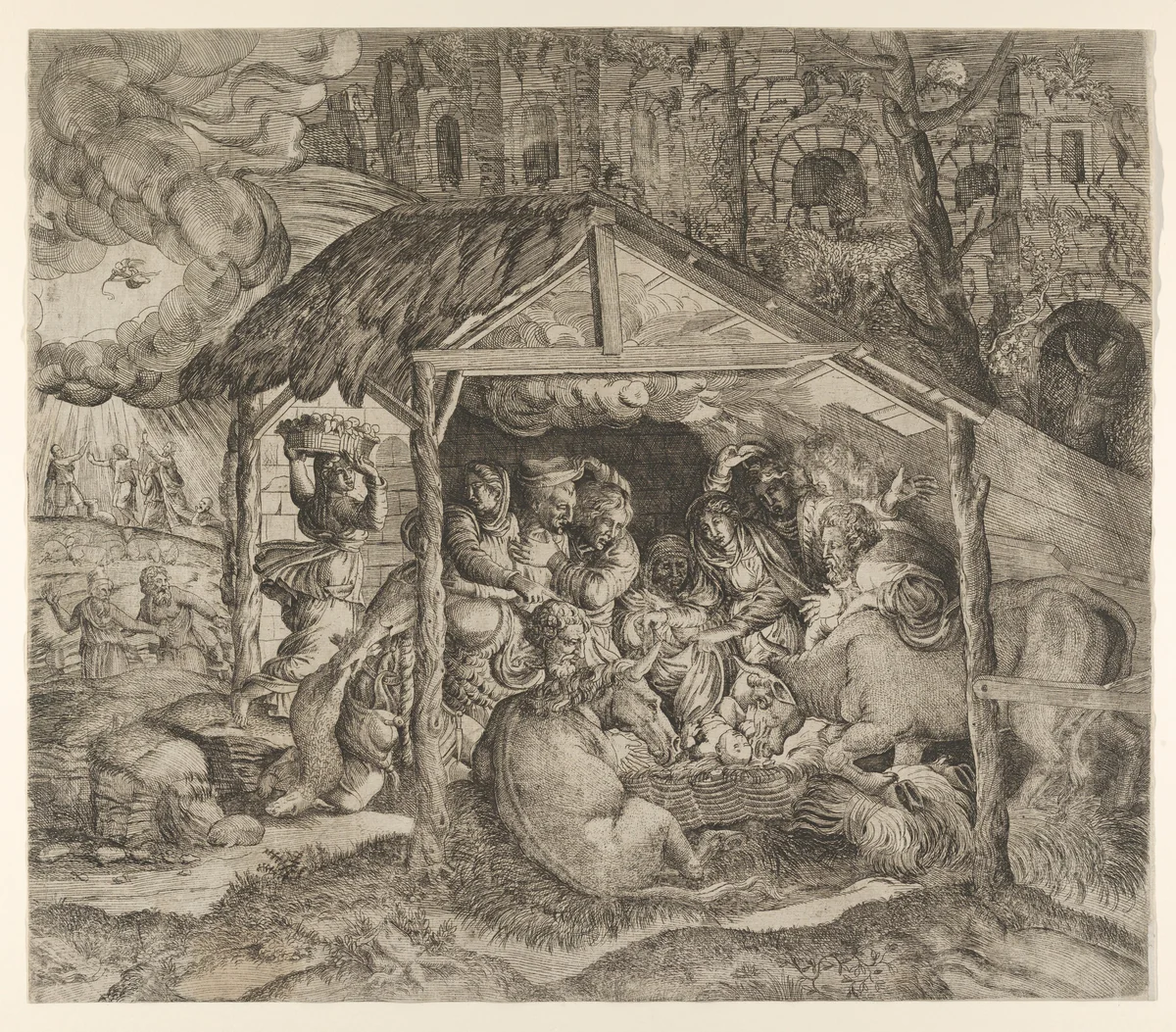 Nativity by Master IQV, print, 1540-1560