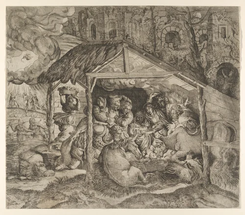 Nativity by Master IQV, print, 1540-1560