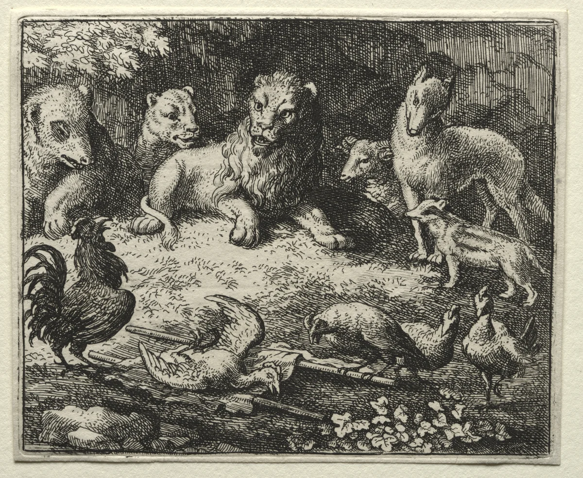 Reynard the Fox: The Complaint of the Cock by Allart van Everdingen, print, 1650-1675