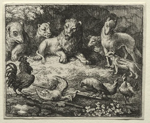 Reynard the Fox: The Complaint of the Cock by Allart van Everdingen, print, 1650-1675