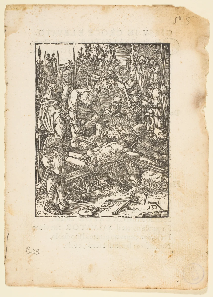 Christ Nailed to The Cross, from "The Small Passion", edition Venice by Albrecht Dürer, print, 1612